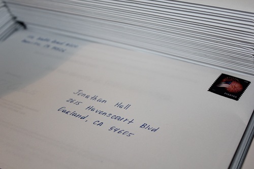 Hand-addressed #6x9 envelopes for mortgage marketing campaign